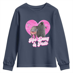 Funny Best Friends Moo Deng Pesto Youth Sweatshirt TS09 Navy Print Your Wear