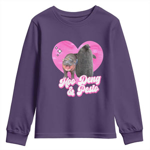 Funny Best Friends Moo Deng Pesto Youth Sweatshirt TS09 Purple Print Your Wear