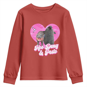 Funny Best Friends Moo Deng Pesto Youth Sweatshirt TS09 Red Print Your Wear