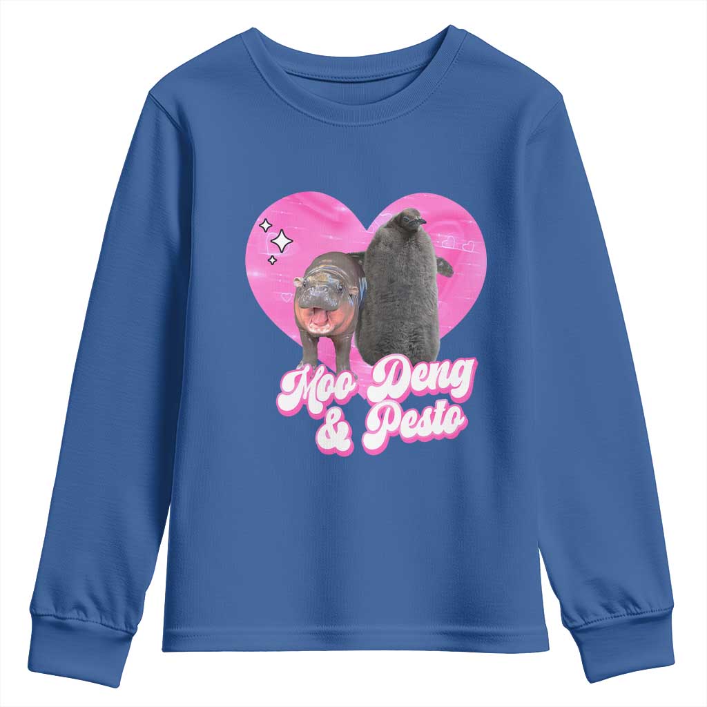Funny Best Friends Moo Deng Pesto Youth Sweatshirt TS09 Royal Blue Print Your Wear