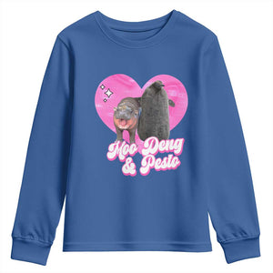 Funny Best Friends Moo Deng Pesto Youth Sweatshirt TS09 Royal Blue Print Your Wear