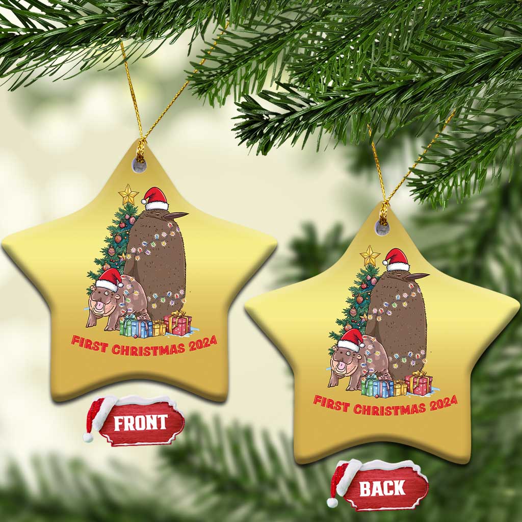 First Christmas 2024 Moo Deng Pesto Christmas Ornament TS09 Star Gold Print Your Wear
