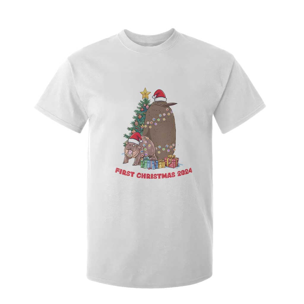 First Christmas 2024 Moo Deng Pesto T Shirt For Kid TS09 White Print Your Wear
