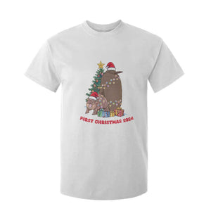 First Christmas 2024 Moo Deng Pesto T Shirt For Kid TS09 White Print Your Wear