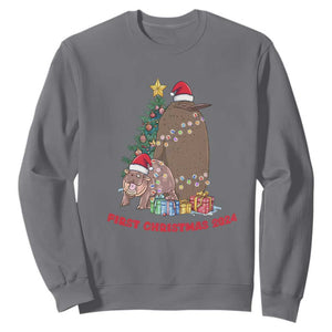 First Christmas 2024 Moo Deng Pesto Sweatshirt TS09 Charcoal Print Your Wear