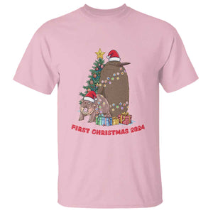 First Christmas 2024 Moo Deng Pesto T Shirt TS09 Light Pink Print Your Wear