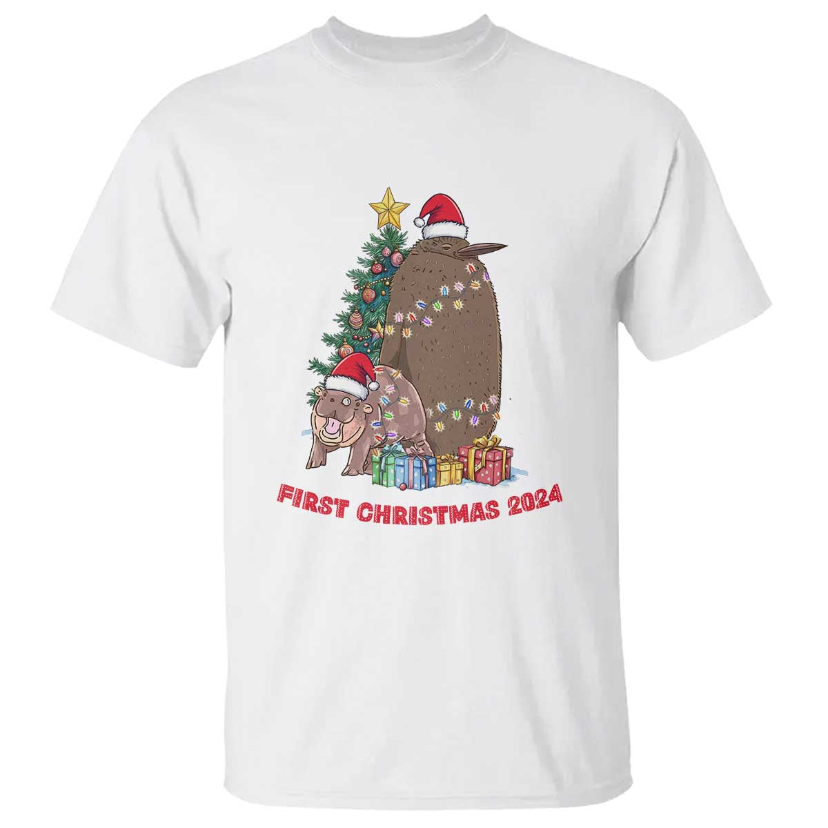 First Christmas 2024 Moo Deng Pesto T Shirt TS09 White Print Your Wear