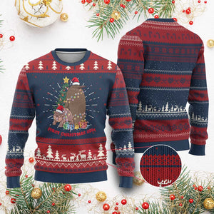First Christmas 2024 Moo Deng Pesto Ugly Christmas Sweater TS09 Burgundy Print Your Wear