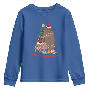 First Christmas 2024 Moo Deng Pesto Youth Sweatshirt TS09 Royal Blue Print Your Wear