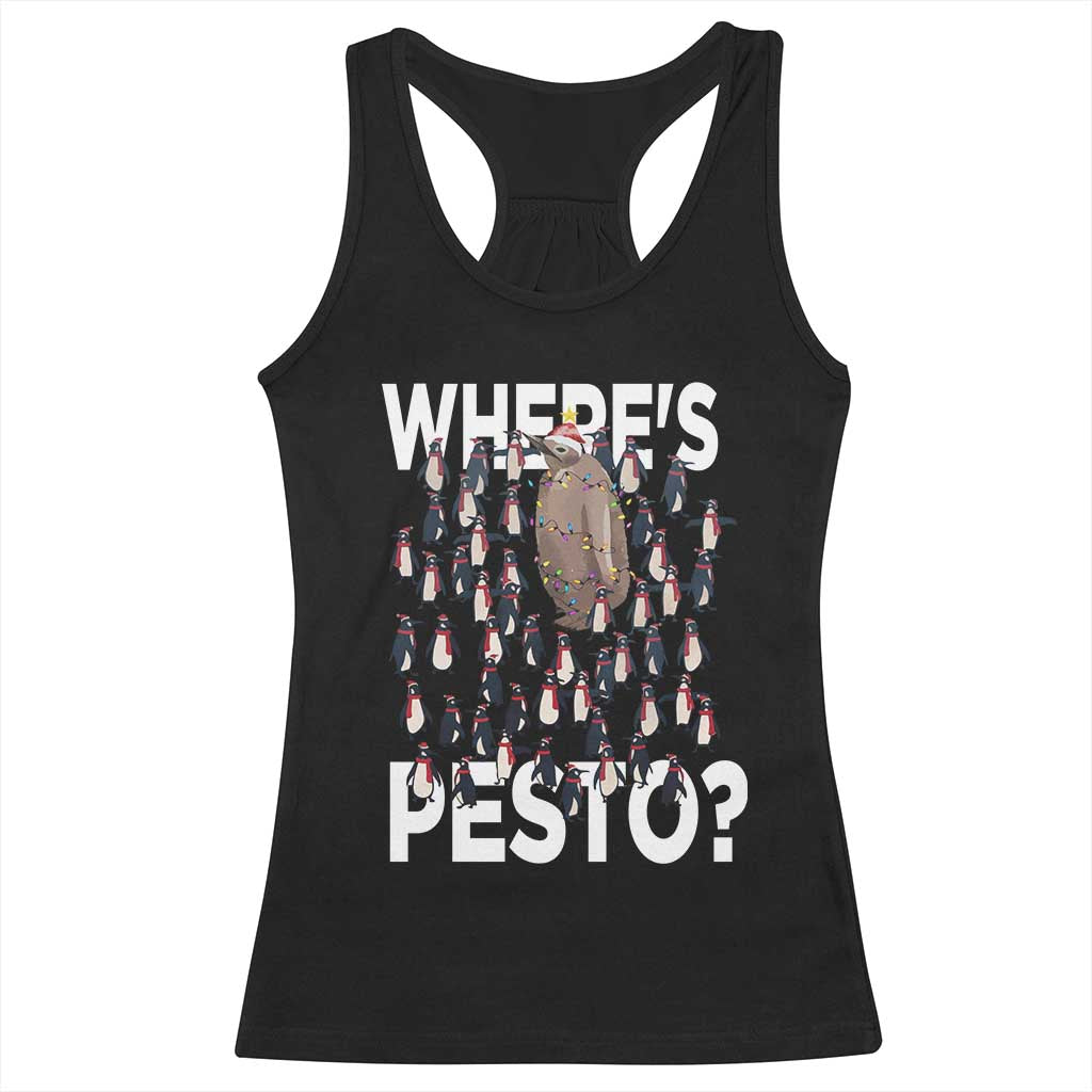 Funny Christmas Wheres Pesto Racerback Tank Top TS09 Black Print Your Wear