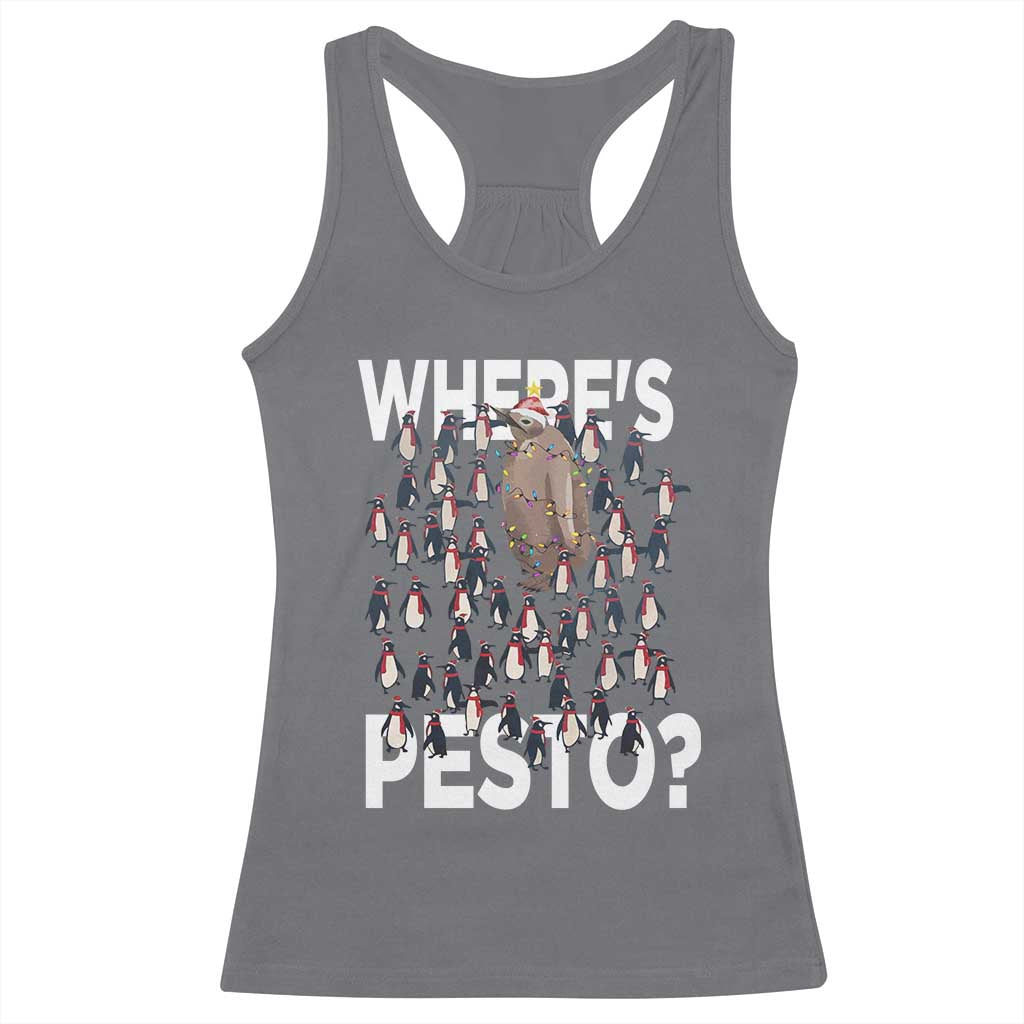 Funny Christmas Wheres Pesto Racerback Tank Top TS09 Charcoal Print Your Wear