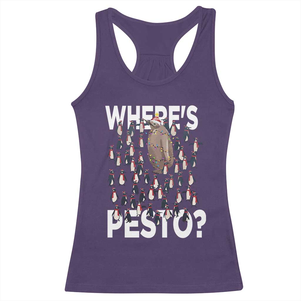 Funny Christmas Wheres Pesto Racerback Tank Top TS09 Purple Print Your Wear