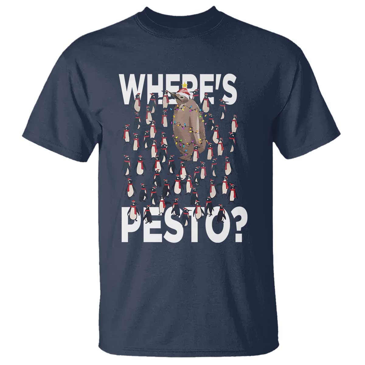 Funny Christmas Wheres Pesto T Shirt TS09 Navy Print Your Wear