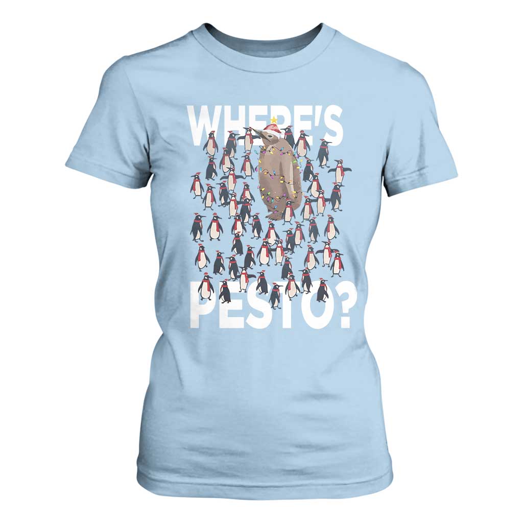 Funny Christmas Wheres Pesto T Shirt For Women TS09 Light Blue Print Your Wear