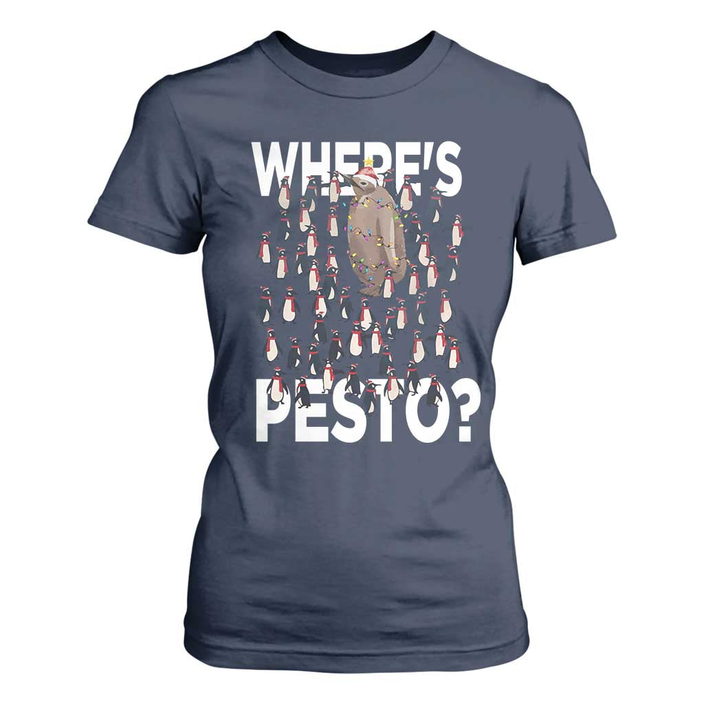 Funny Christmas Wheres Pesto T Shirt For Women TS09 Navy Print Your Wear