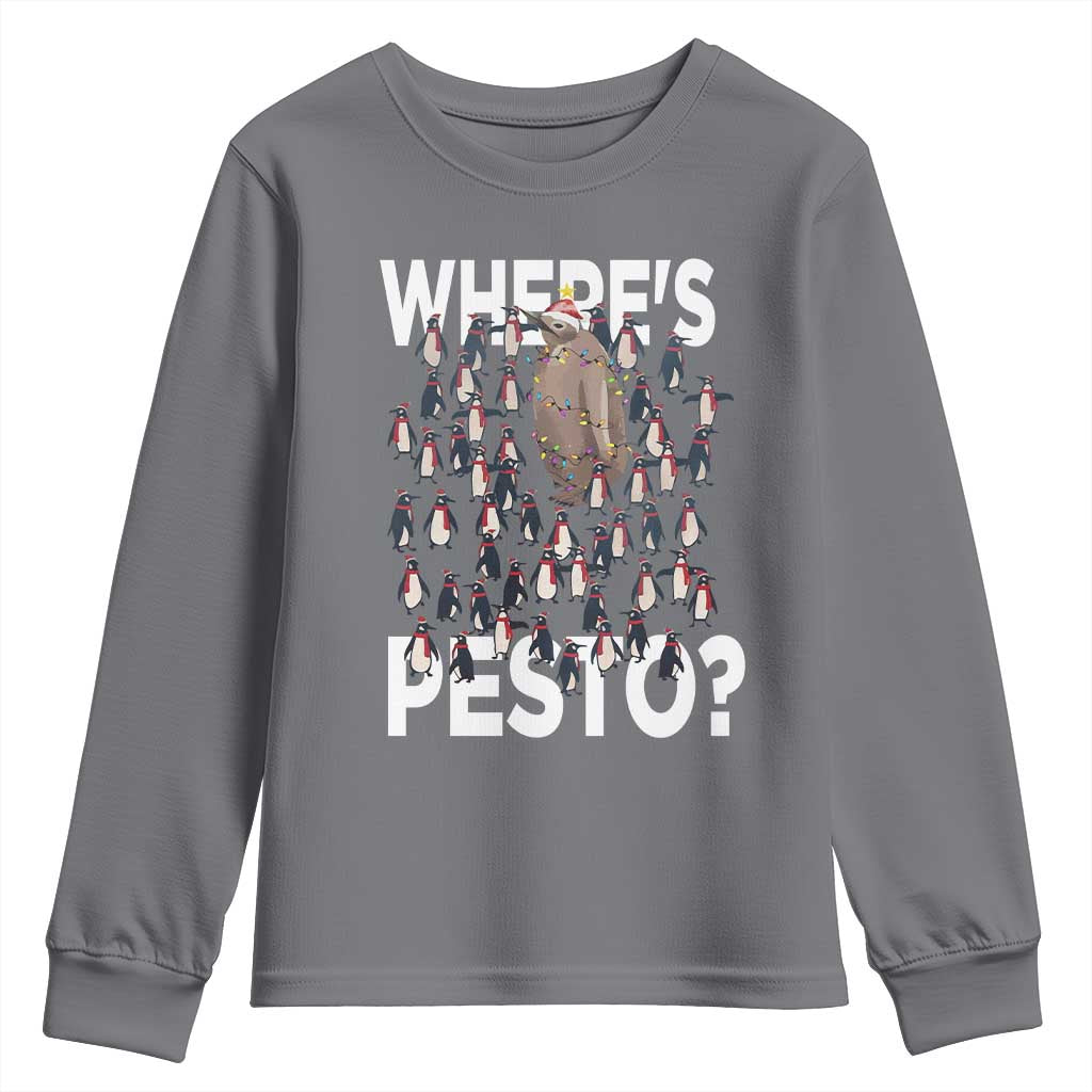 Funny Christmas Wheres Pesto Youth Sweatshirt TS09 Charcoal Print Your Wear