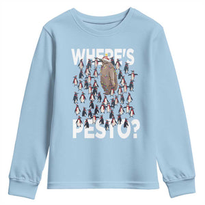 Funny Christmas Wheres Pesto Youth Sweatshirt TS09 Light Blue Print Your Wear