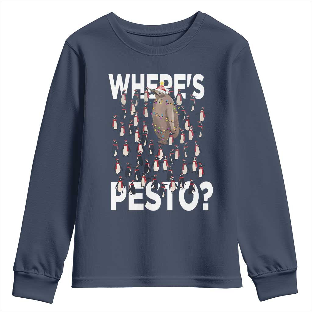 Funny Christmas Wheres Pesto Youth Sweatshirt TS09 Navy Print Your Wear