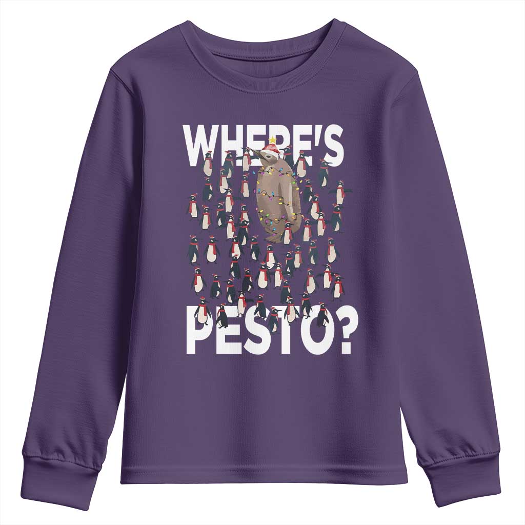 Funny Christmas Wheres Pesto Youth Sweatshirt TS09 Purple Print Your Wear