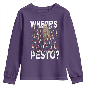Funny Christmas Wheres Pesto Youth Sweatshirt TS09 Purple Print Your Wear