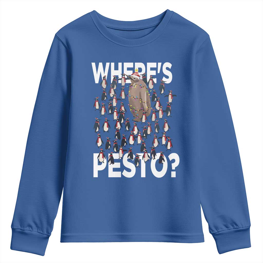 Funny Christmas Wheres Pesto Youth Sweatshirt TS09 Royal Blue Print Your Wear