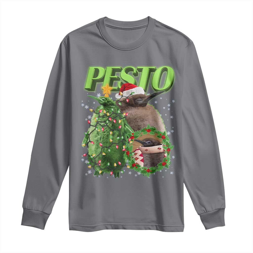 Funny Christmas Pesto Penguin Long Sleeve Shirt TS09 Charcoal Print Your Wear