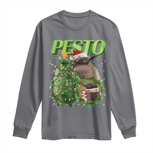 Funny Christmas Pesto Penguin Long Sleeve Shirt TS09 Charcoal Print Your Wear
