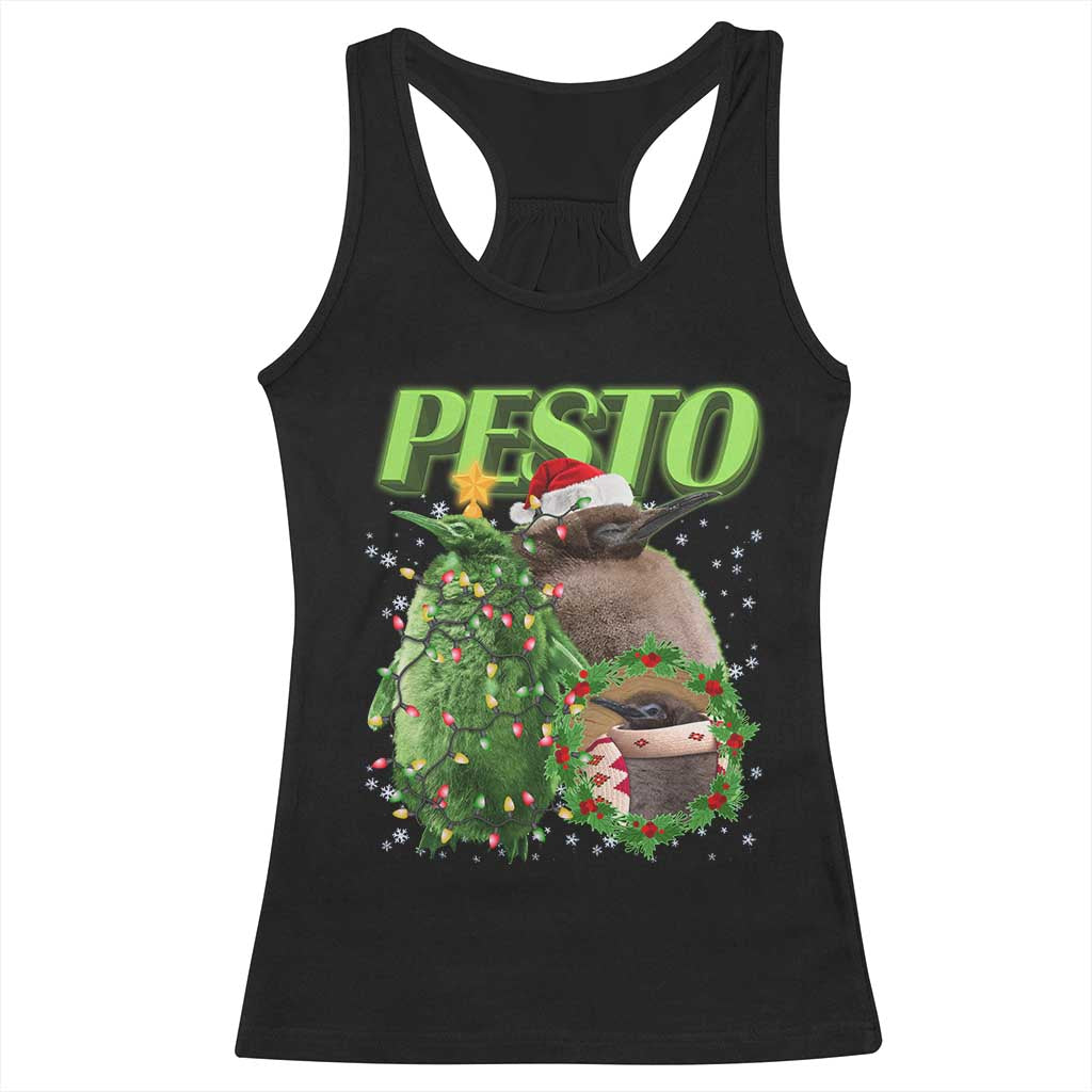 Funny Christmas Pesto Penguin Racerback Tank Top TS09 Black Print Your Wear