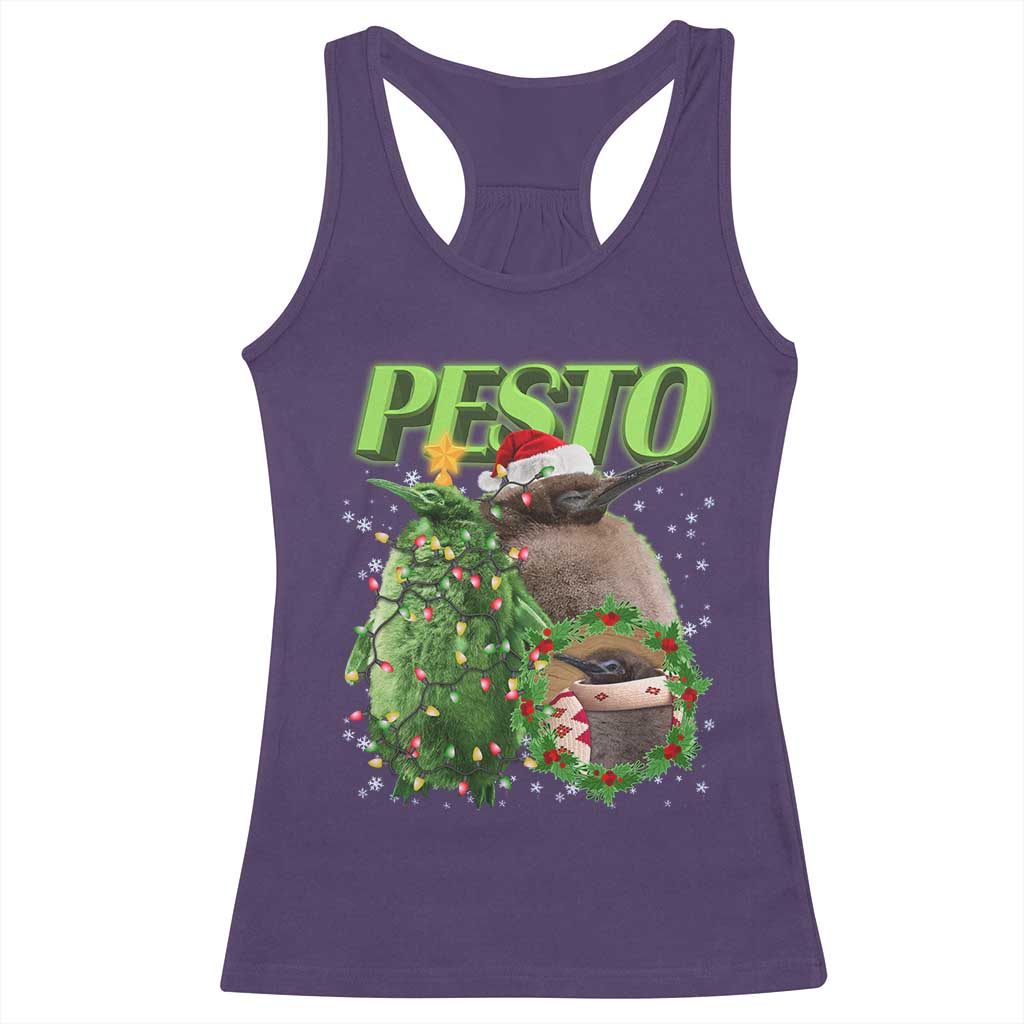 Funny Christmas Pesto Penguin Racerback Tank Top TS09 Purple Print Your Wear