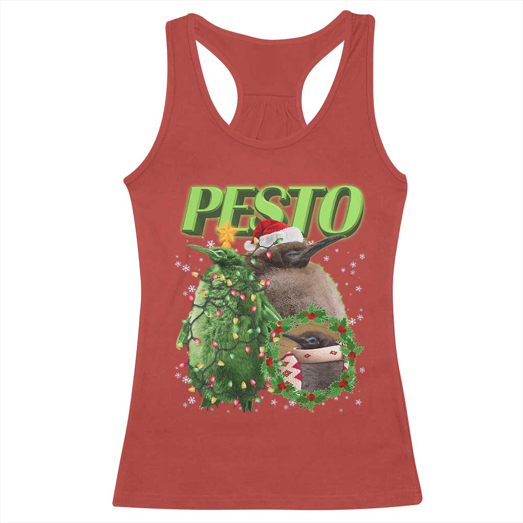 Funny Christmas Pesto Penguin Racerback Tank Top TS09 Red Print Your Wear