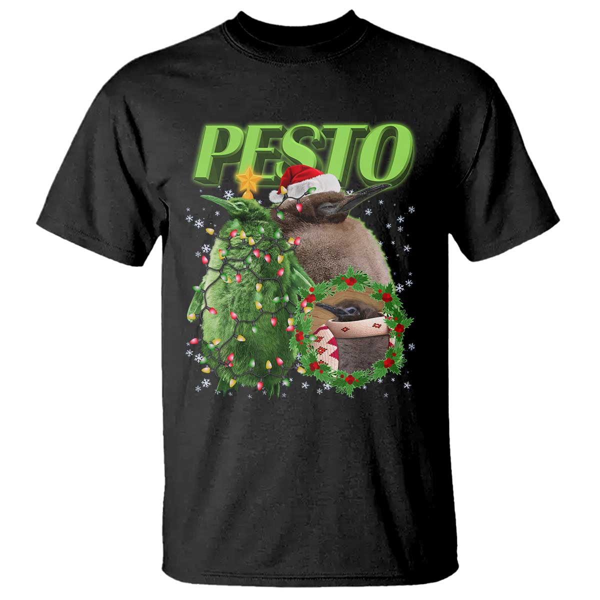 Funny Christmas Pesto Penguin T Shirt TS09 Black Print Your Wear