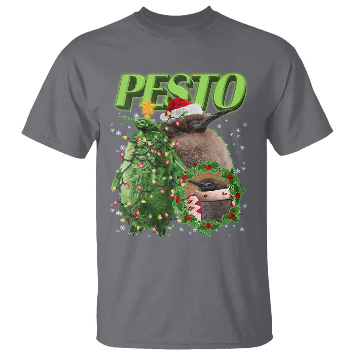 Funny Christmas Pesto Penguin T Shirt TS09 Charcoal Print Your Wear