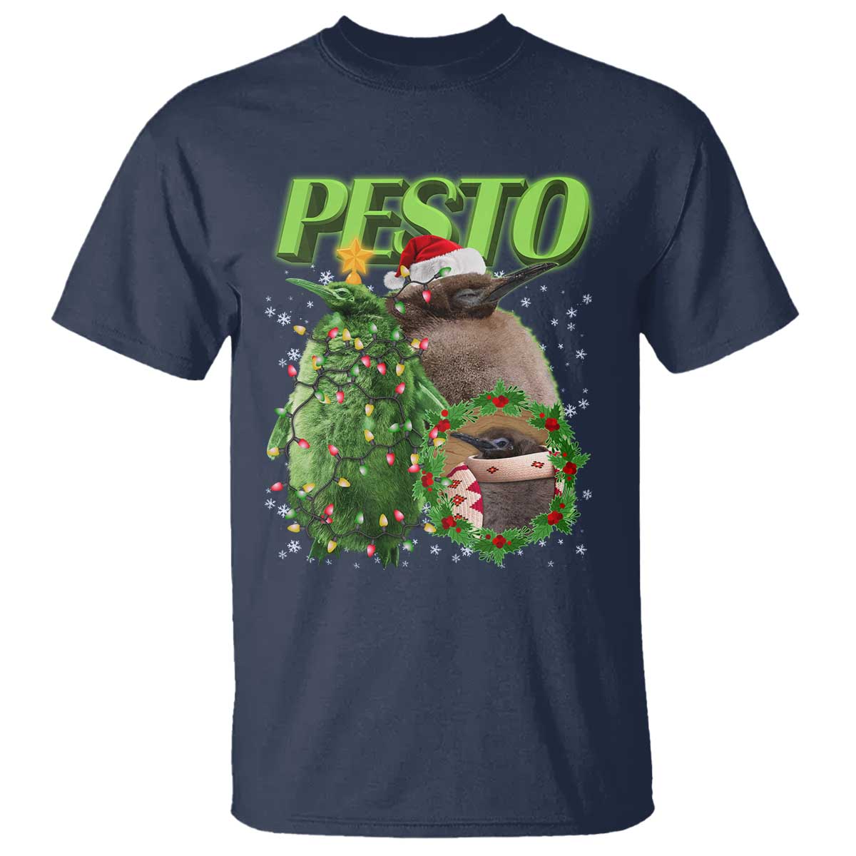 Funny Christmas Pesto Penguin T Shirt TS09 Navy Print Your Wear