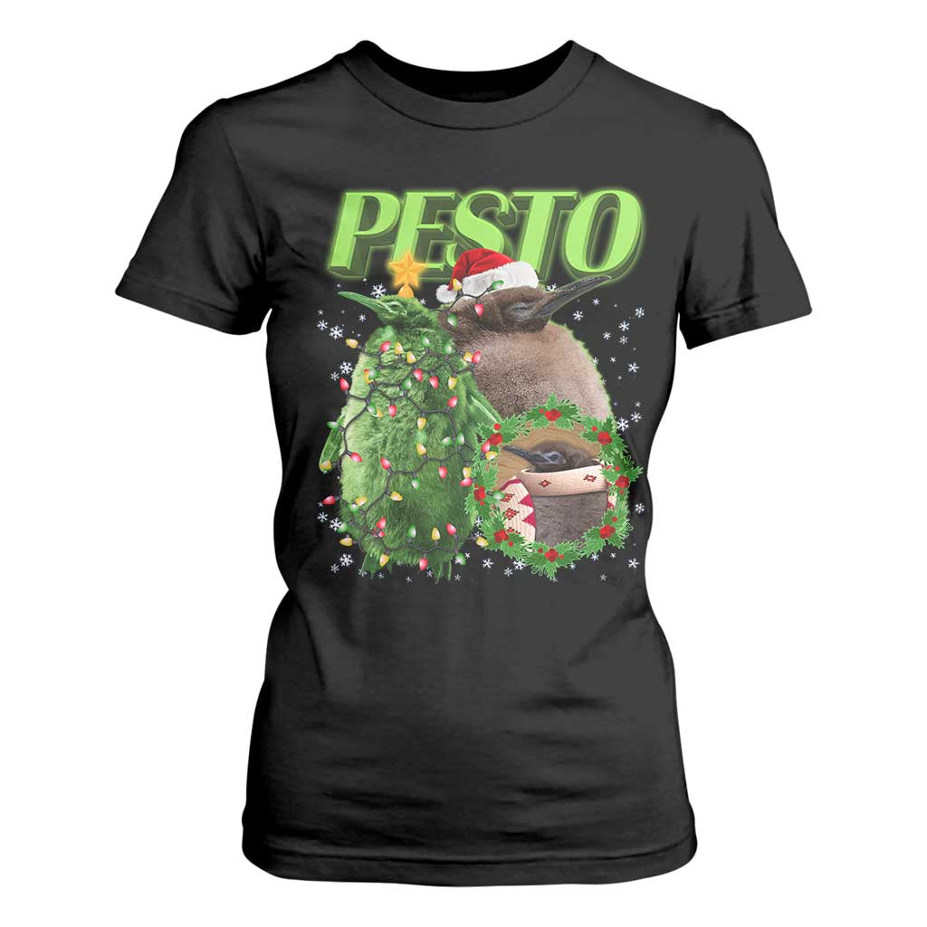 Funny Christmas Pesto Penguin T Shirt For Women TS09 Black Print Your Wear