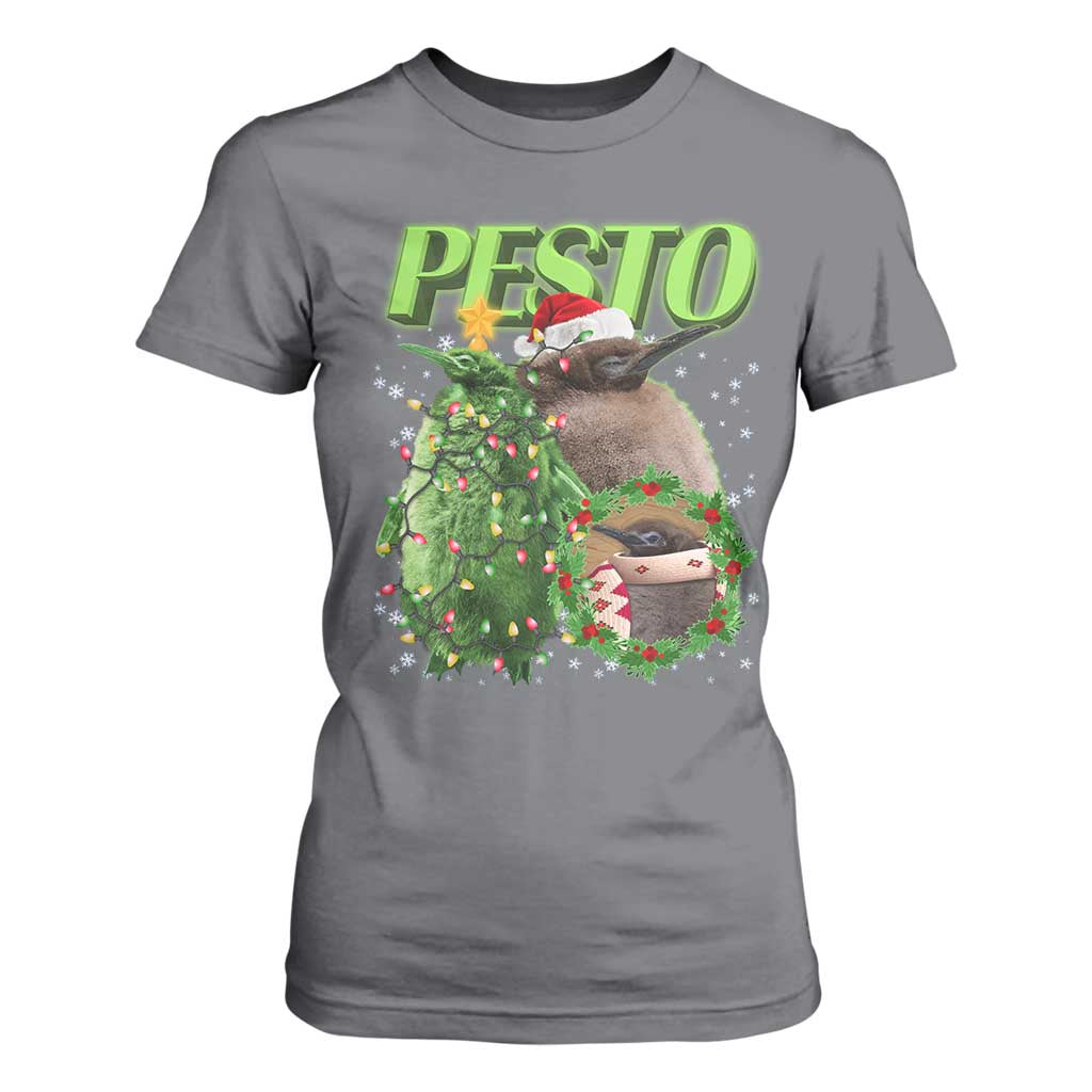 Funny Christmas Pesto Penguin T Shirt For Women TS09 Charcoal Print Your Wear