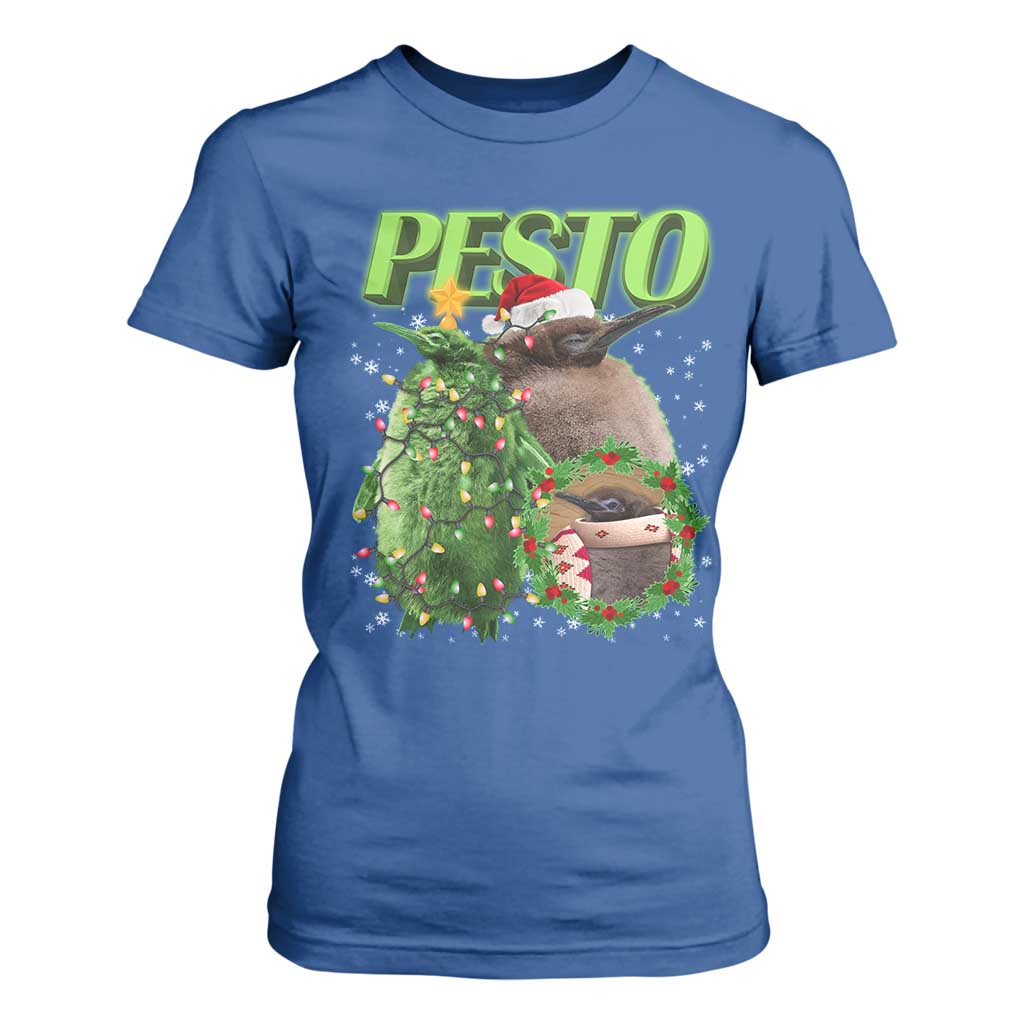 Funny Christmas Pesto Penguin T Shirt For Women TS09 Royal Blue Print Your Wear