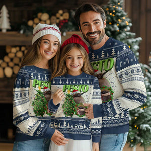 Funny Christmas Pesto Penguin Ugly Christmas Sweater TS09 Navy Print Your Wear