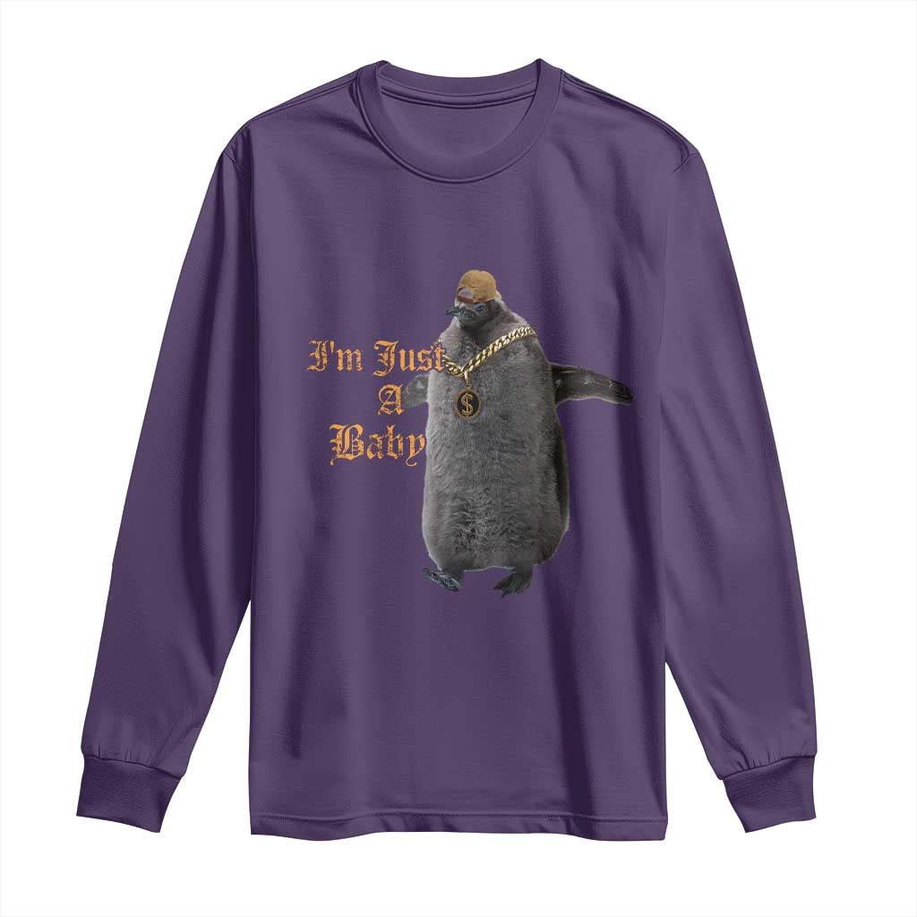 Funny Pesto Penguin Long Sleeve Shirt I'm Just A Baby Hiphop TS09 Purple Print Your Wear