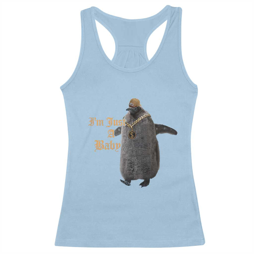 Funny Pesto Penguin Racerback Tank Top I'm Just A Baby Hiphop TS09 Light Blue Print Your Wear