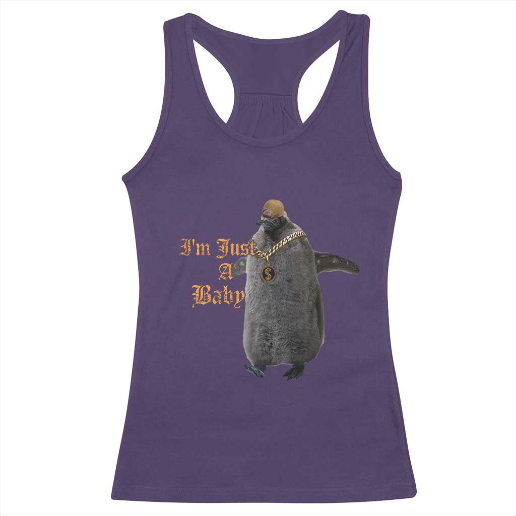 Funny Pesto Penguin Racerback Tank Top I'm Just A Baby Hiphop TS09 Purple Print Your Wear