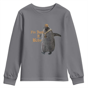 Funny Pesto Penguin Youth Sweatshirt I'm Just A Baby Hiphop TS09 Charcoal Print Your Wear