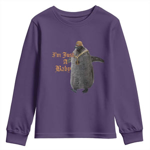 Funny Pesto Penguin Youth Sweatshirt I'm Just A Baby Hiphop TS09 Purple Print Your Wear
