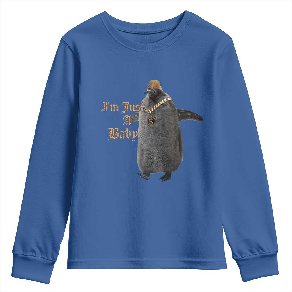 Funny Pesto Penguin Youth Sweatshirt I'm Just A Baby Hiphop TS09 Royal Blue Print Your Wear