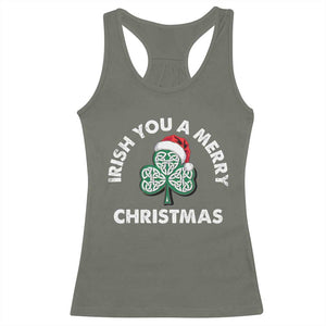 Irish Christmas Racerback Tank Top Irish You A Merry Christmas Celtic Shamrock TS09 Military Green Print Your Wear