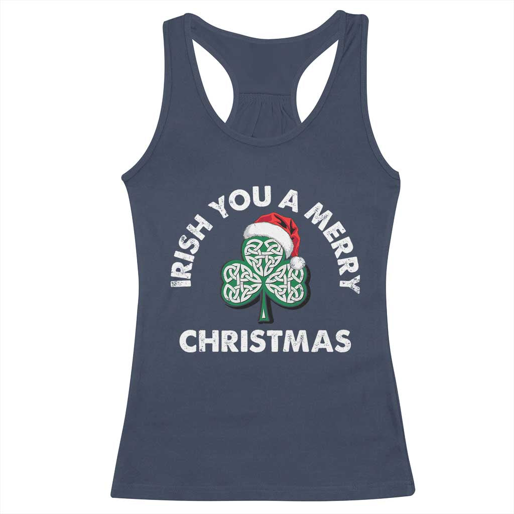 Irish Christmas Racerback Tank Top Irish You A Merry Christmas Celtic Shamrock TS09 Navy Print Your Wear