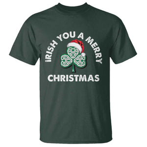 Irish Christmas T Shirt Irish You A Merry Christmas Celtic Shamrock TS09 Dark Forest Green Print Your Wear