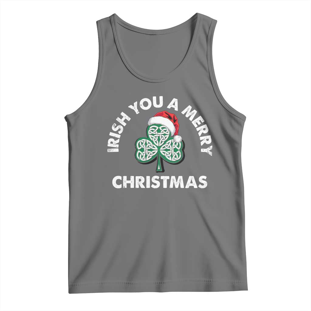 Irish Christmas Tank Top Irish You A Merry Christmas Celtic Shamrock TS09 Black Heather Print Your Wear