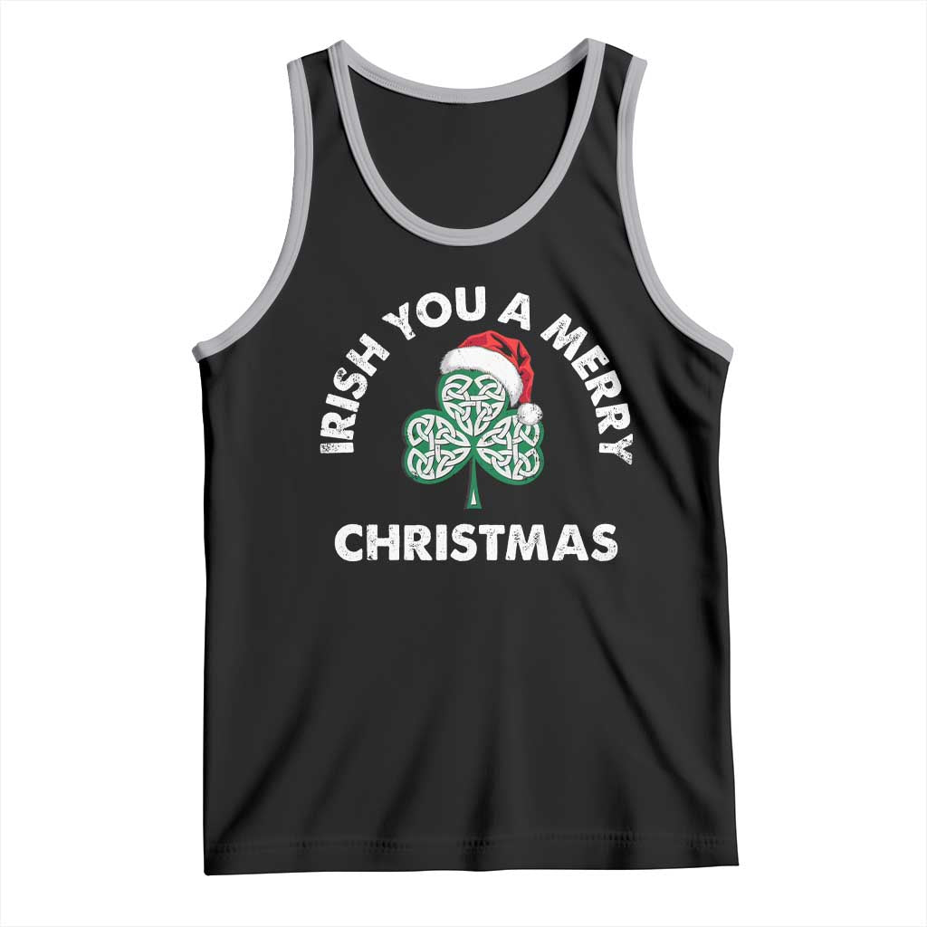 Irish Christmas Tank Top Irish You A Merry Christmas Celtic Shamrock TS09 Black Athletic Heather Print Your Wear