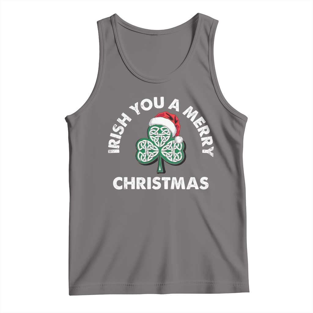 Irish Christmas Tank Top Irish You A Merry Christmas Celtic Shamrock TS09 Deep Heather Print Your Wear