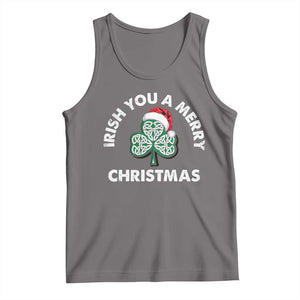 Irish Christmas Tank Top Irish You A Merry Christmas Celtic Shamrock TS09 Deep Heather Print Your Wear